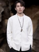 Chinese Linen Shirt Men Long Sleeve Tang Suit Shirt - Image 4