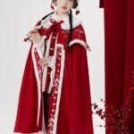 Chinese Long Plush Hanfu Winter Cloak Red