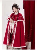 Chinese Long Plush Hanfu Winter Cloak Red - Image 3
