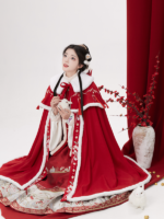 Chinese Long Plush Hanfu Winter Cloak Red - Image 4