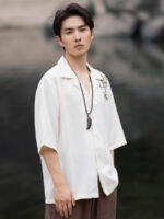 Chinese Long Sleeve Shirt Men Embroidered Tang Suit Top - Image 4