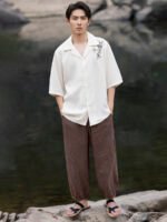 Chinese Long Sleeve Shirt Men Embroidered Tang Suit Top - Image 5