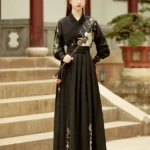 Chinese Mens Black Hanfu Ancient Embroidery Clothes