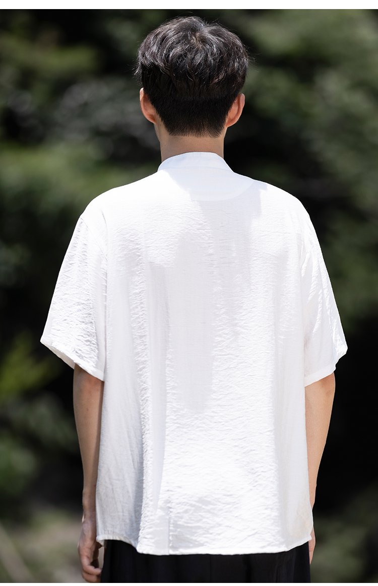 Chinese Men's Shirt Crane Embroidery Zhongshan Suit Top