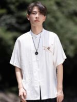 Chinese Men’s Shirt Crane Embroidery Zhongshan Suit Top - Image 3