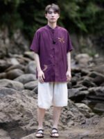 Chinese Men’s Shirt Crane Embroidery Zhongshan Suit Top - Image 4