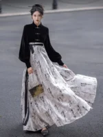 Chinese Modern Casual Hanfu Velvet Shirt Daily Dress