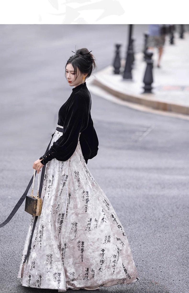 Chinese Modern Casual Hanfu Velvet Shirt Daily Dress