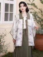 Chinese Modern Hanfu Bamboo Print Blouse and Skirt - Image 3