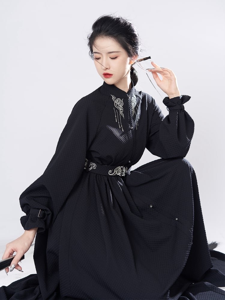 Chinese Modern Hanfu Black National Style Dress
