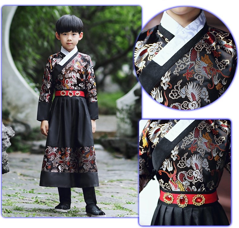 Chinese National Costume Boy Ming Style Flying Fish Costume