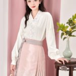 Chinese New Hanfu Dress Cotton Shirt Pink Mamianqun
