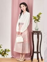 Chinese New Hanfu Dress Cotton Shirt Pink Mamianqun - Image 2