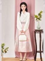 Chinese New Hanfu Dress Cotton Shirt Pink Mamianqun - Image 3