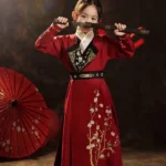 Chinese New Year Costume Red Hanfu Girl