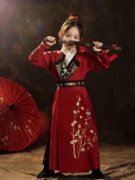 Chinese New Year Costume Red Hanfu Girl
