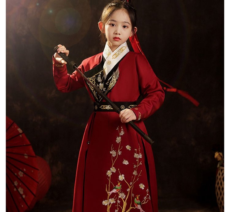 Chinese New Year Costume Red Hanfu Girl