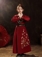 Chinese New Year Costume Red Hanfu Girl - Image 3
