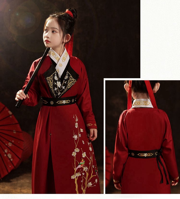 Chinese New Year Costume Red Hanfu Girl