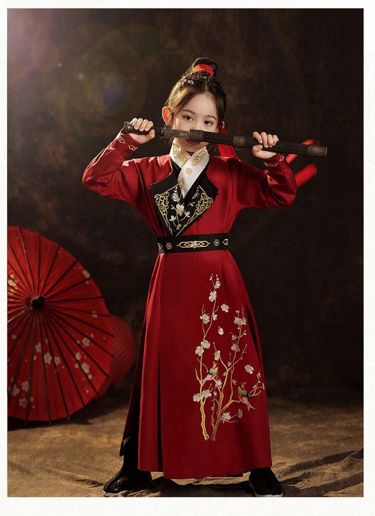 Chinese New Year Costume Red Hanfu Girl