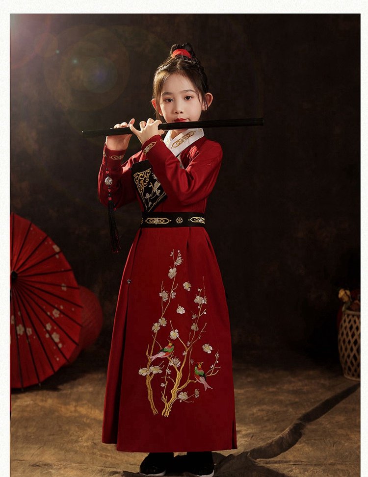 Chinese New Year Costume Red Hanfu Girl