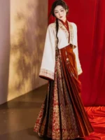 Chinese New Year Dresses Red Hanfu Sets - Image 2