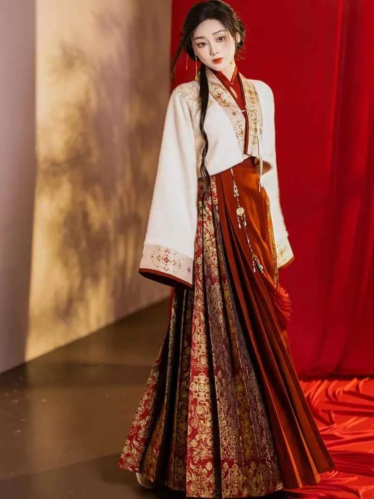 Chinese New Year Dresses Red Hanfu Sets