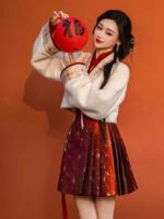 Chinese New Year Dresses Red Hanfu Sets - Image 3