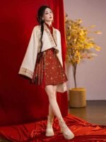 Chinese New Year Dresses Red Hanfu Sets - Image 4