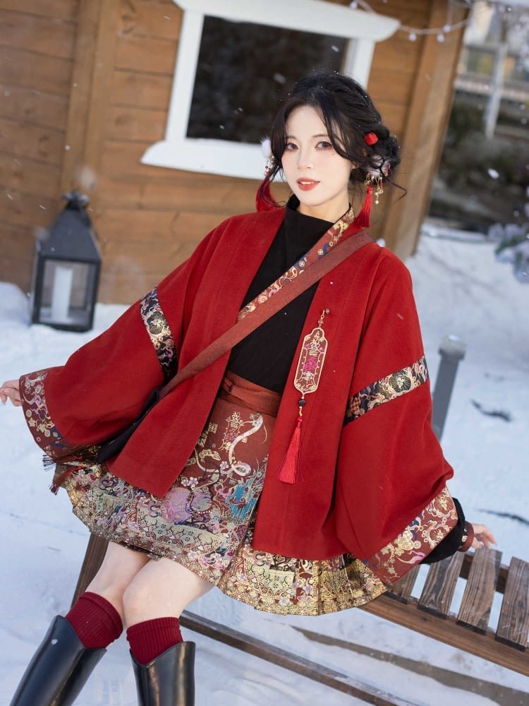 Chinese New Year Outfits Female Red Hanfu Set