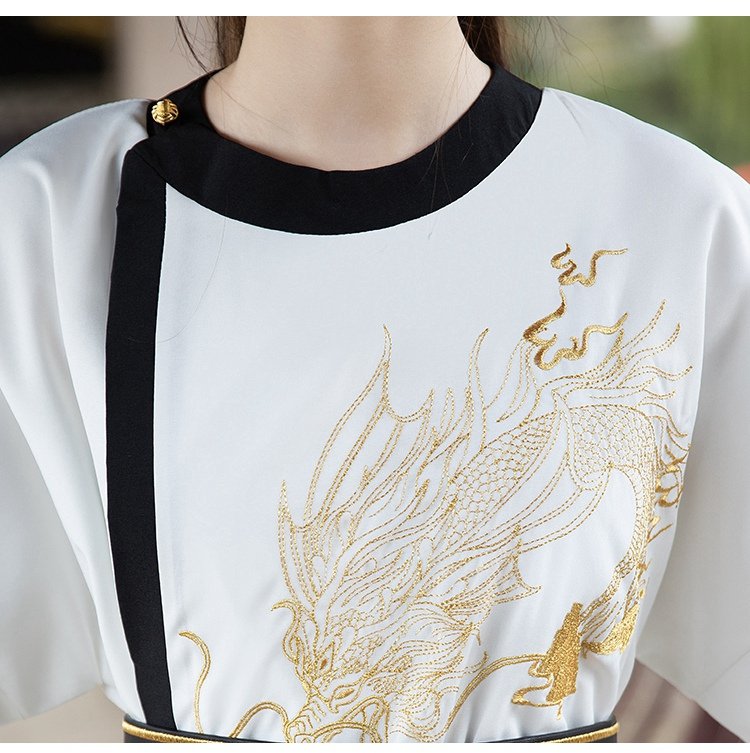 Chinese Outfit For Men Women White Round Neck Robe