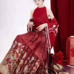 Chinese Red Wedding Dress Modern Hanfu for Toasting