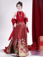 Chinese Red Wedding Dress Modern Hanfu for Toasting - Image 2