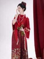 Chinese Red Wedding Dress Modern Hanfu for Toasting - Image 4