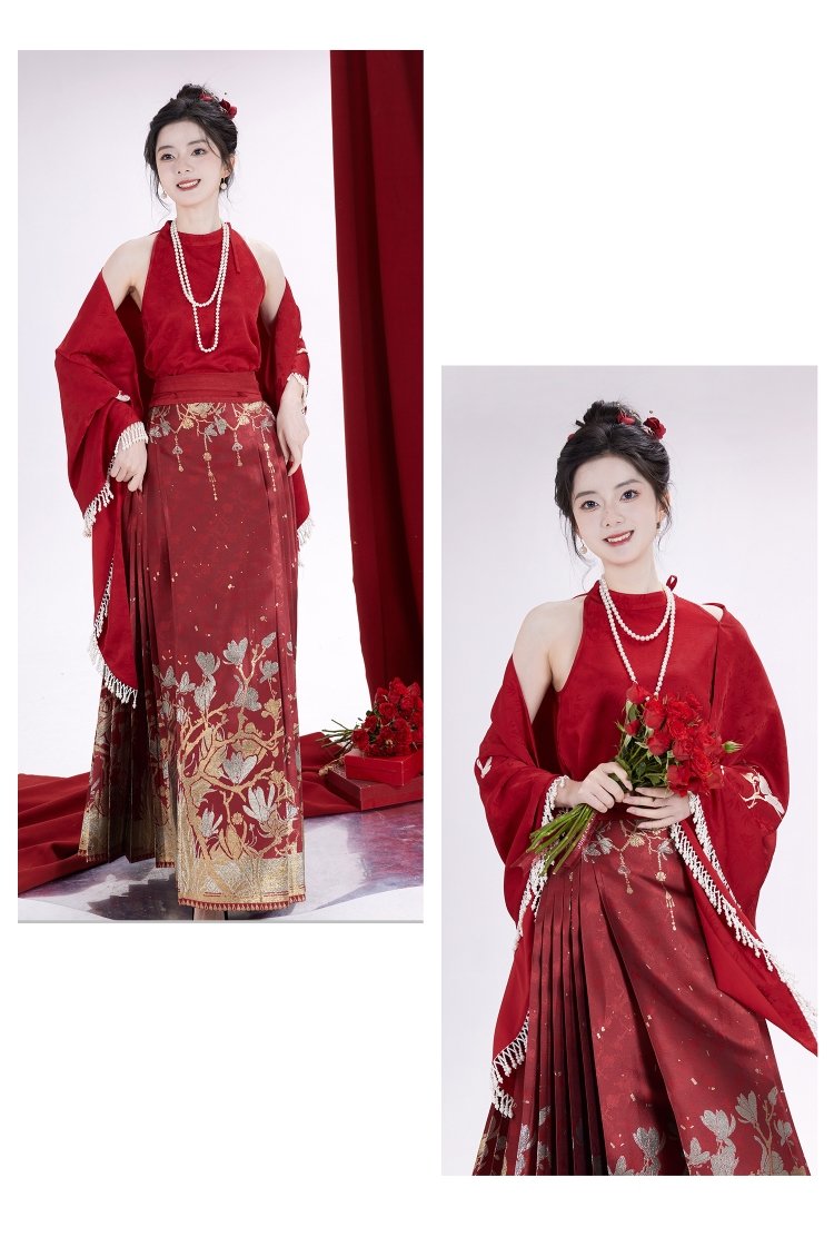 Chinese Red Wedding Dress Modern Hanfu for Toasting