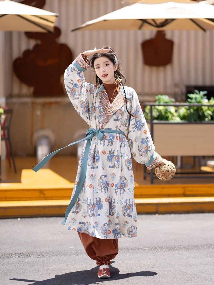 Chinese Robe Female Set with Lantern Pants