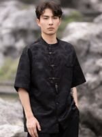 Chinese Shirt Mens Short-Sleeved Tang Suit Shirt - Image 3