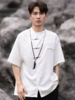 Chinese Shirt Mens Short-Sleeved Tang Suit Shirt - Image 4