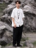 Chinese Shirt Mens Short-Sleeved Tang Suit Shirt - Image 5