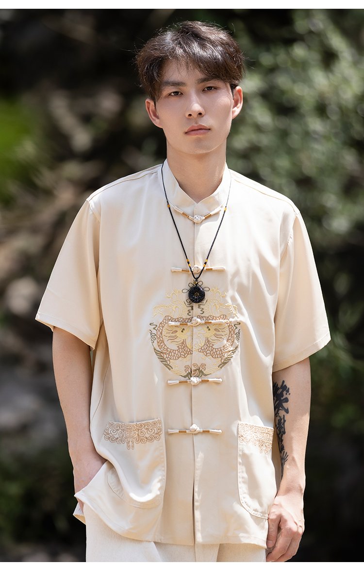 Chinese Shirts For Men Dragon PatternTang Suit Shirt