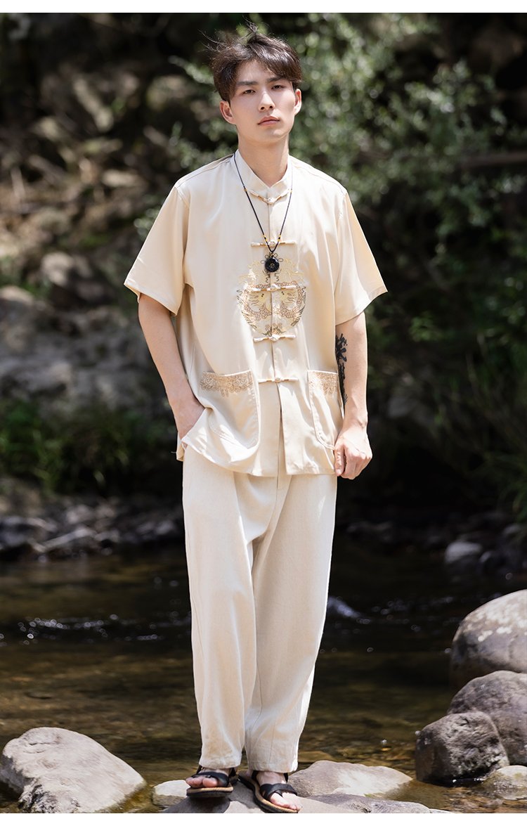 Chinese Shirts For Men Dragon PatternTang Suit Shirt
