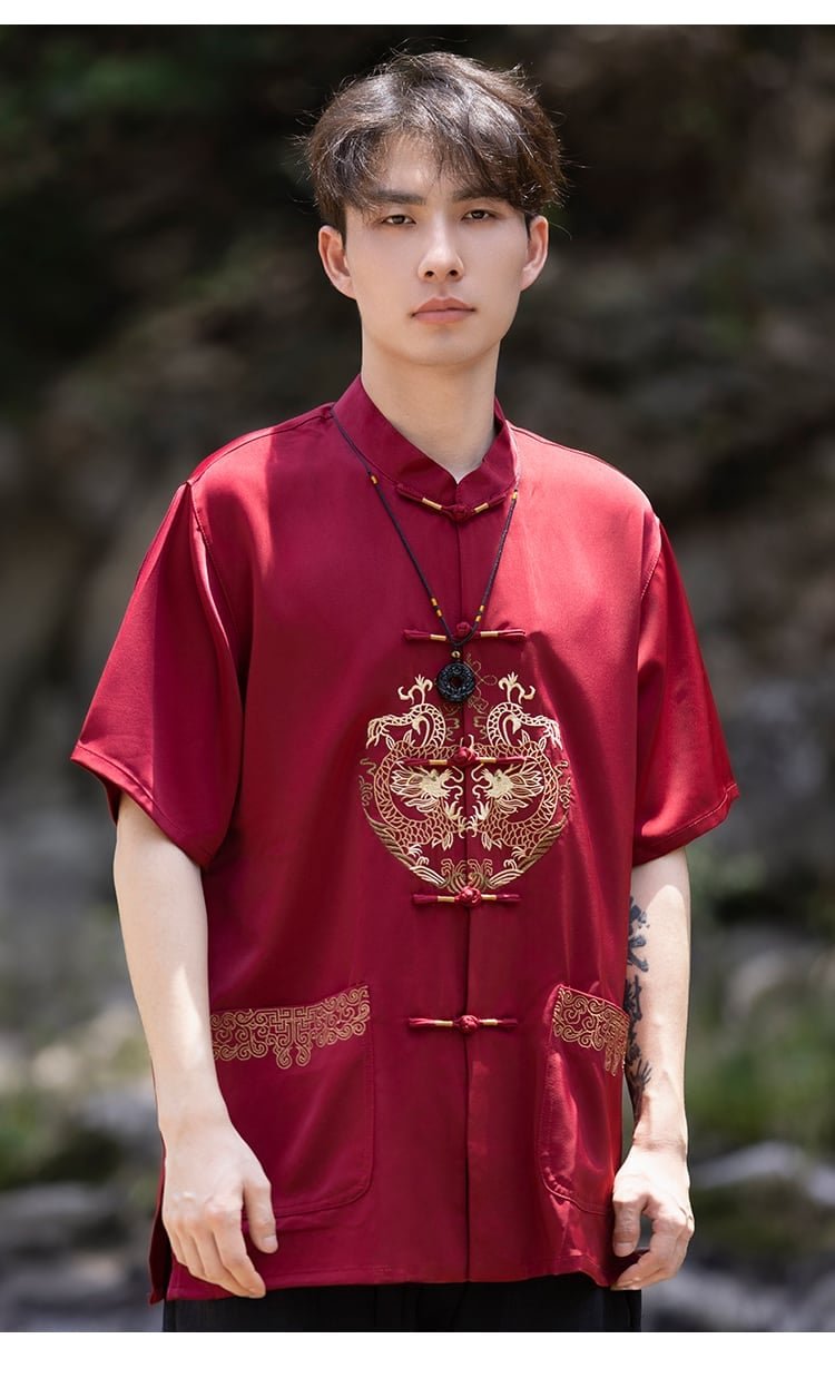 Chinese Shirts For Men Dragon PatternTang Suit Shirt