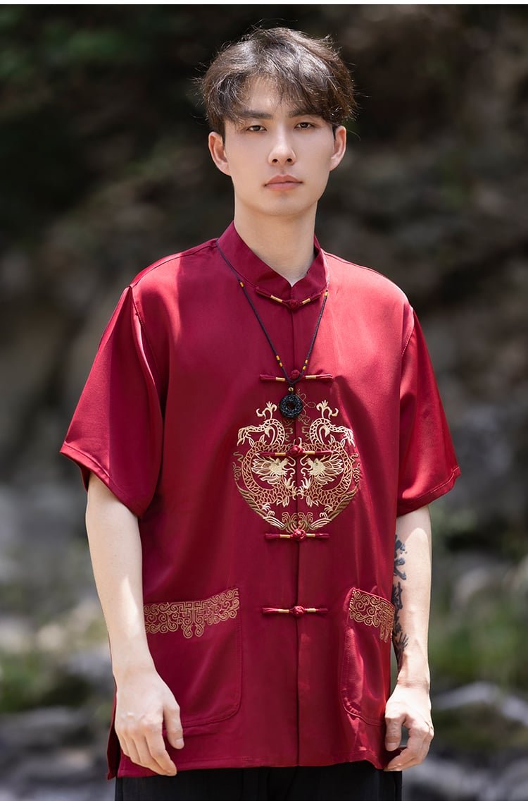 Chinese Shirts For Men Dragon PatternTang Suit Shirt