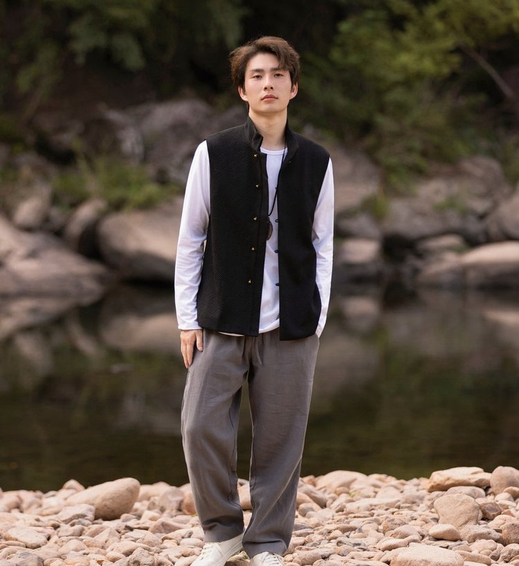 Chinese Sleeveless Tang Vest Men Coat