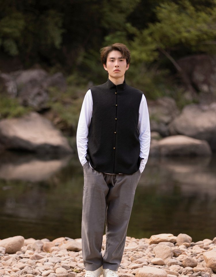 Chinese Sleeveless Tang Vest Men Coat