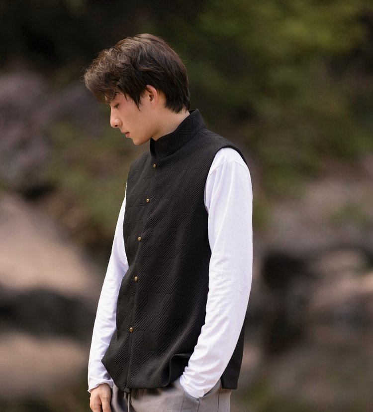 Chinese Sleeveless Tang Vest Men Coat