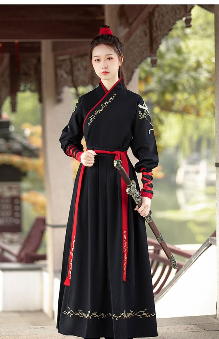 Chinese Style Black Hanfu Dress For Men And Women