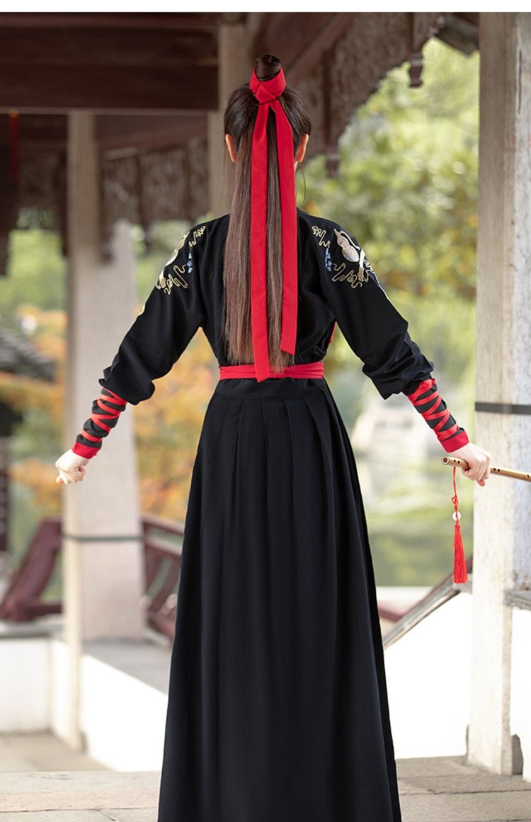 Chinese Style Black Hanfu Dress For Men And Women