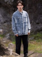 Chinese Style Jacket Blue Loose Jeans Coat - Image 2