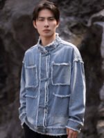 Chinese Style Jacket Blue Loose Jeans Coat - Image 3